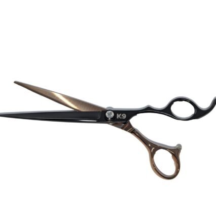 7" Straight Pet Grooming Scissors – Premium 440C Japanese Steel (Black & Gold)