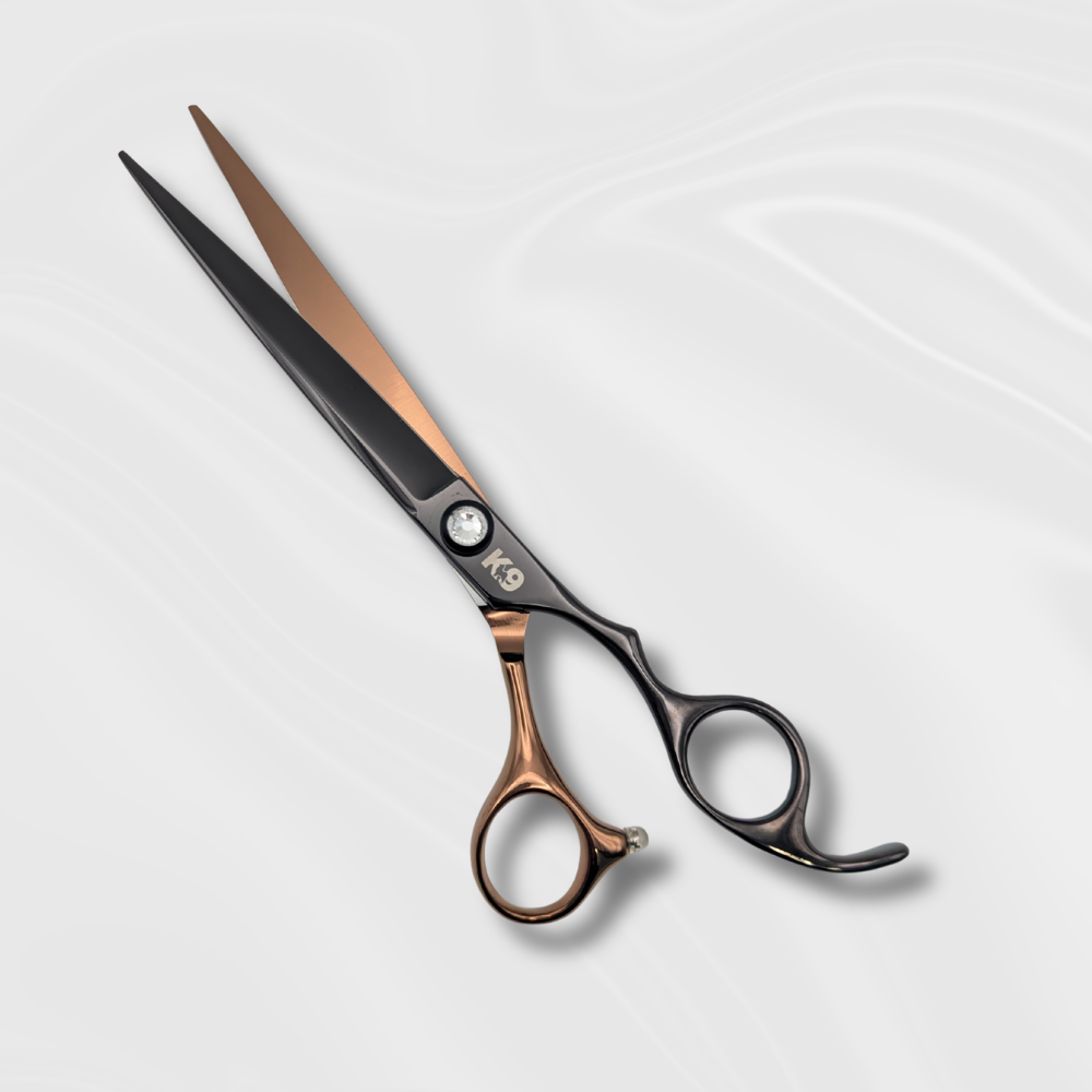 K9 7 Inch Straight Pet Grooming Scissor – Premium 440C Japanese Steel (Black & Gold)