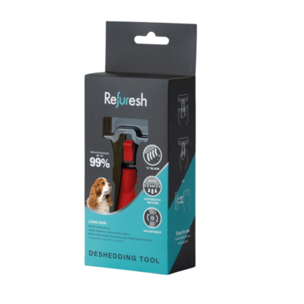 Refuresh Gentle Deshedding Brush for Pets with Long Hair Small Red