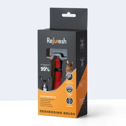 Refuresh Gentle Deshedding Brush for Pets with Short/Medium Hair Small